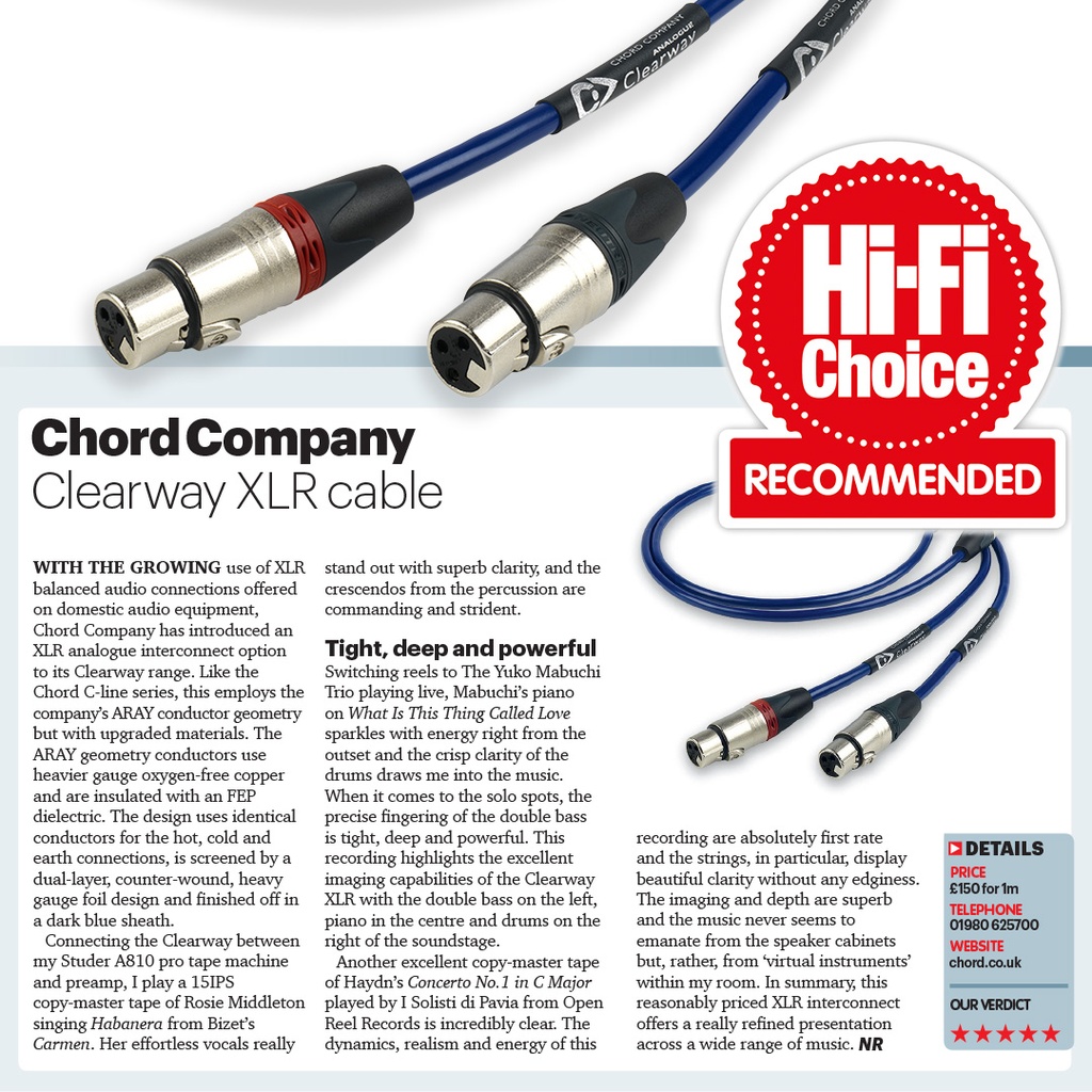 Chord ClearwayX 2RCA to 2XLR 5