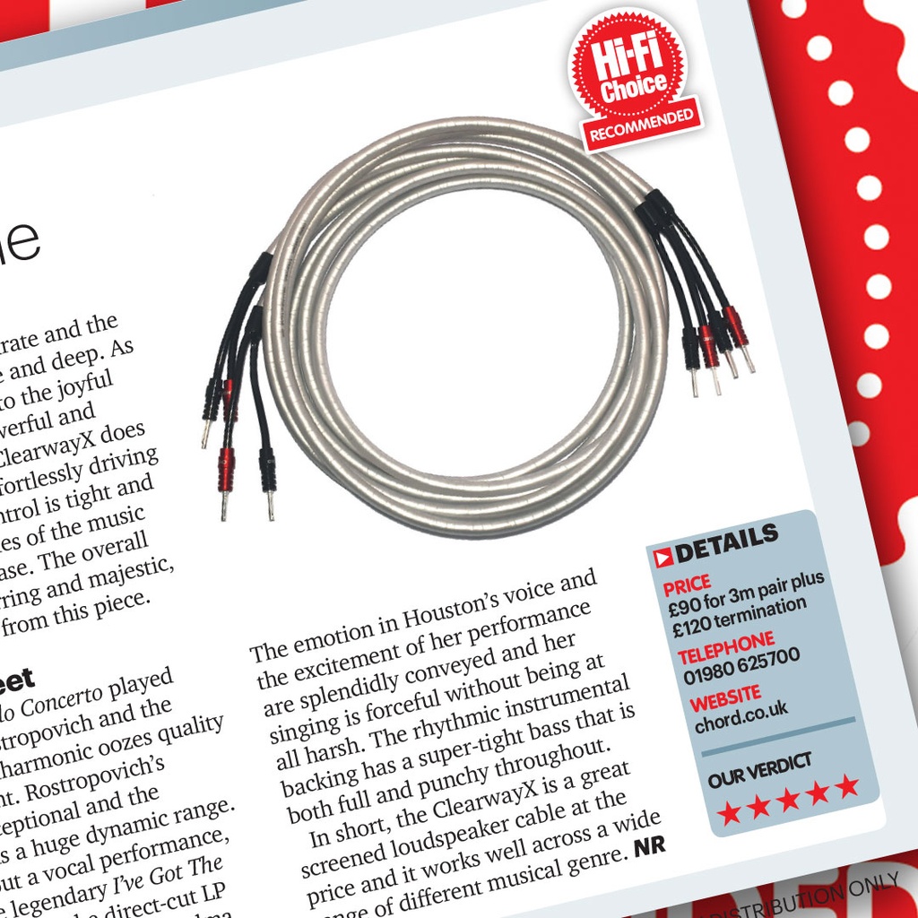 Chord ClearwayX Speaker Cable ban-sp Pair 5
