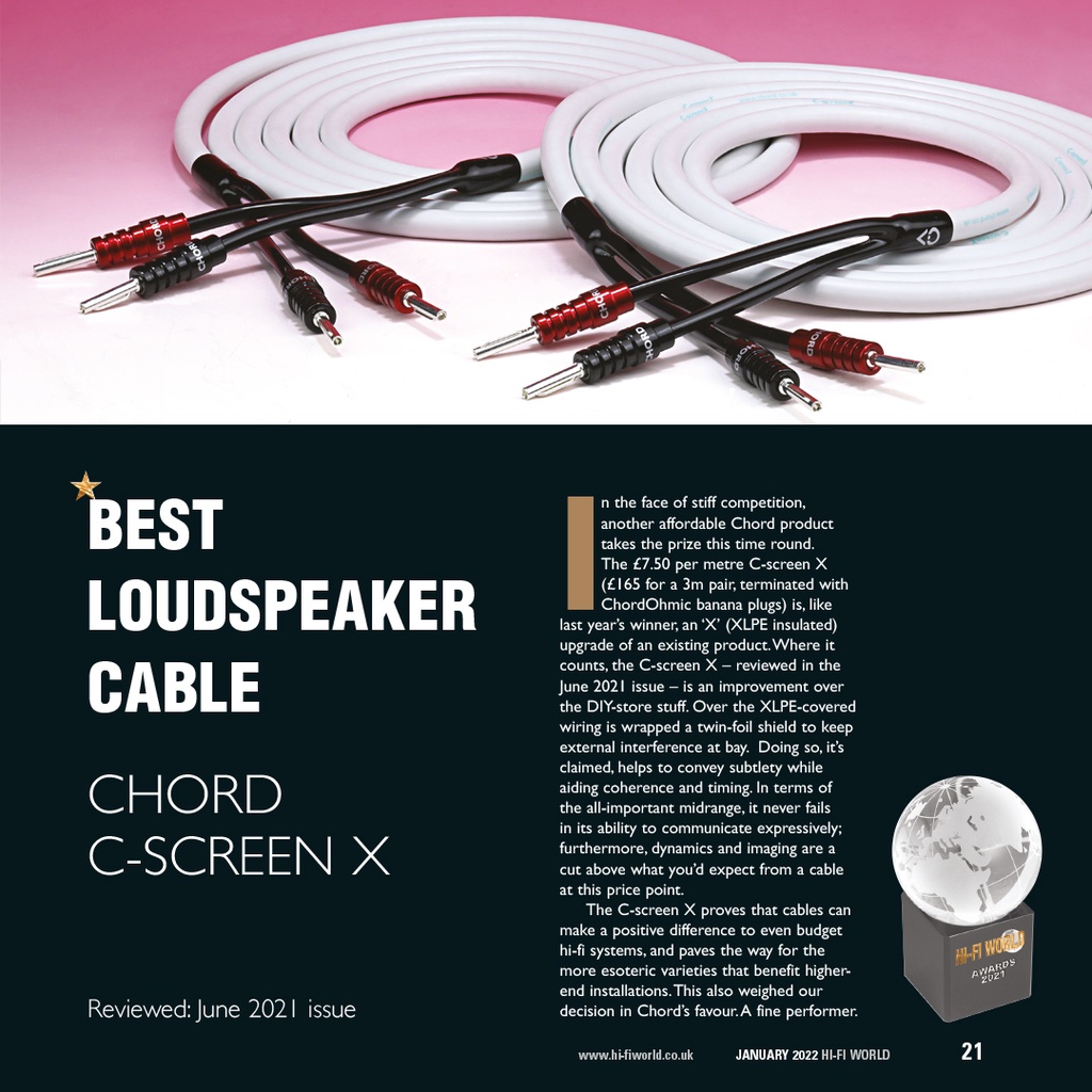Chord C-screenX Speaker Cable ban-ban Pair 2